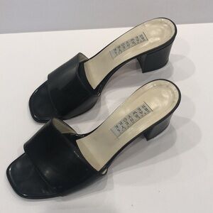 Barney’s New York Vintage Black Patent Leather Slides